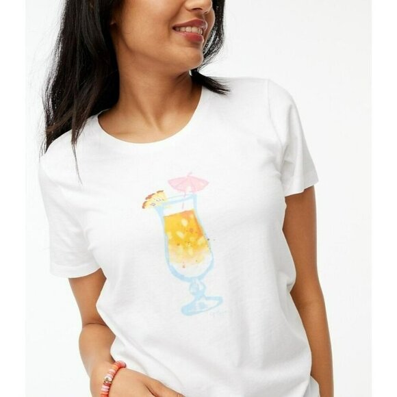 J Crew Factory Mai Tai Graphic Tee White Cotton Size Small NWT - Picture 9 of 10